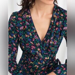 ANTHROPOLOGIE & Other Stories Jungle Print Wrap Maxi Dress 2 Monkey Print